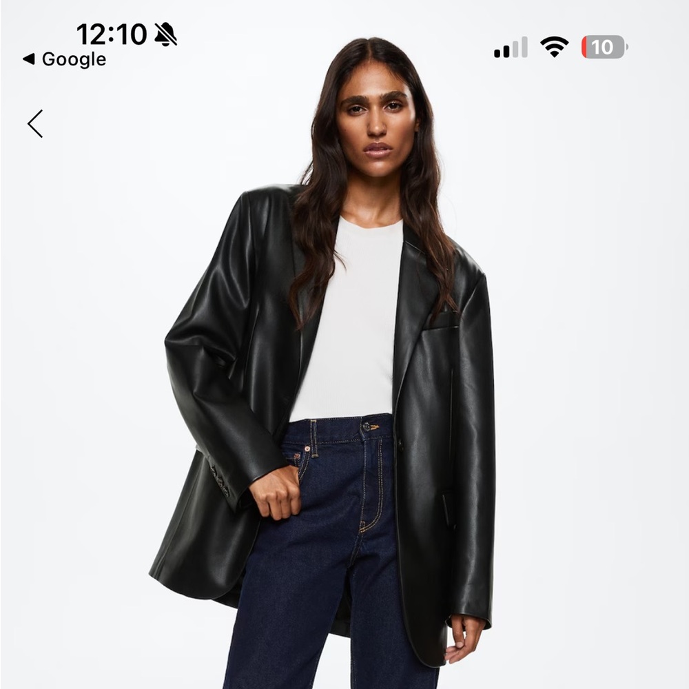 Mango Black Leather Jacket